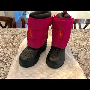 Hot pink and black winter polo Ralph Lauren boots